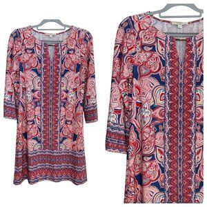 Haani Ladies Long Abstract 3/4 Sleeve - Colorful - Disco Dress Size Petite Small